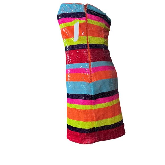 Ramy Brook Winnie Strapless Sequin Mini Dress Size 4 NWT | Multicolor Rainbow - Picture 4 of 15